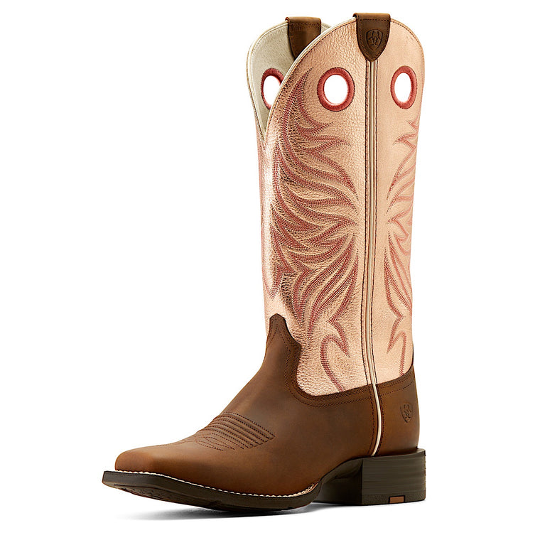 Ariat Women's Round Up Ryder Wide Square Toe Western Boot - Pink