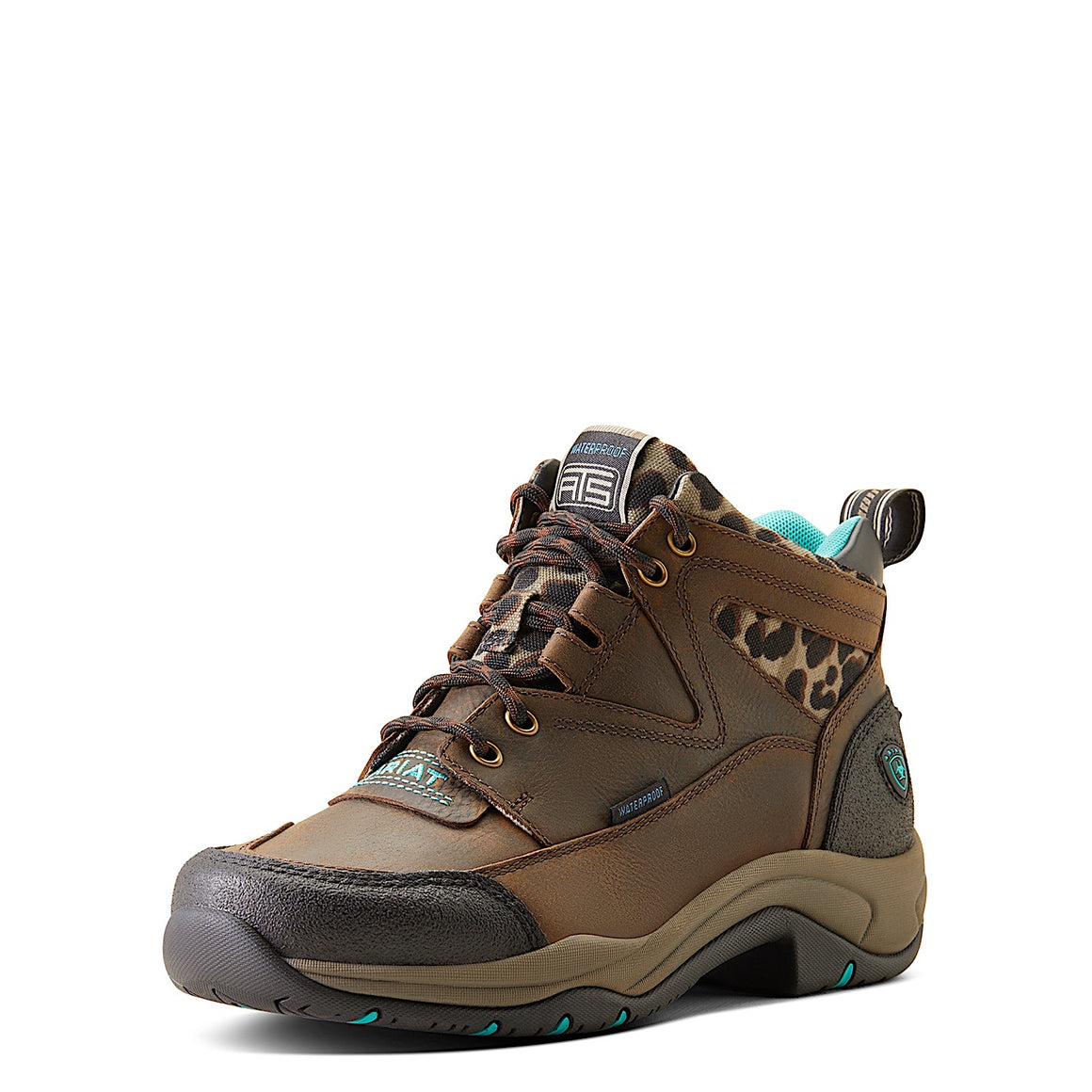 Ariat Women's Terrain Waterproof Lace Up - Chocolate / Camo Leopard