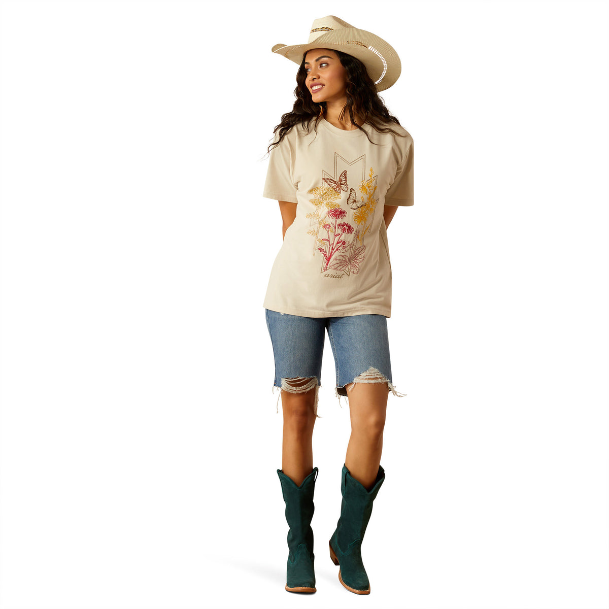 Ariat Womens Wild Botanical Tee - Ancient Scroll - Beige