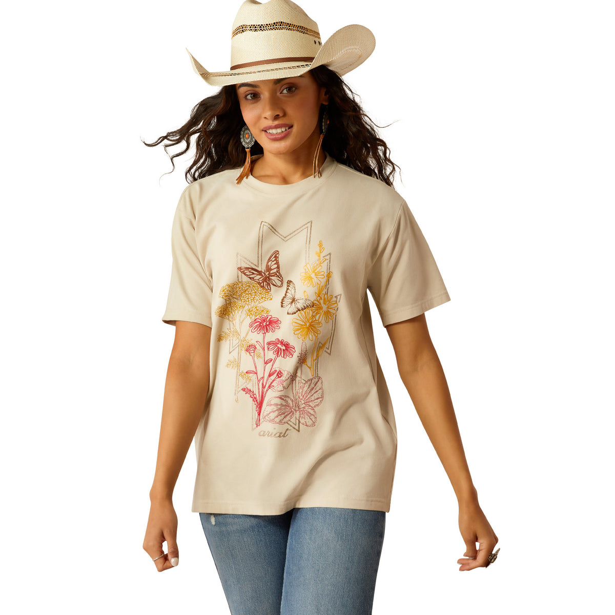 Ariat Womens Wild Botanical Tee - Ancient Scroll - Beige