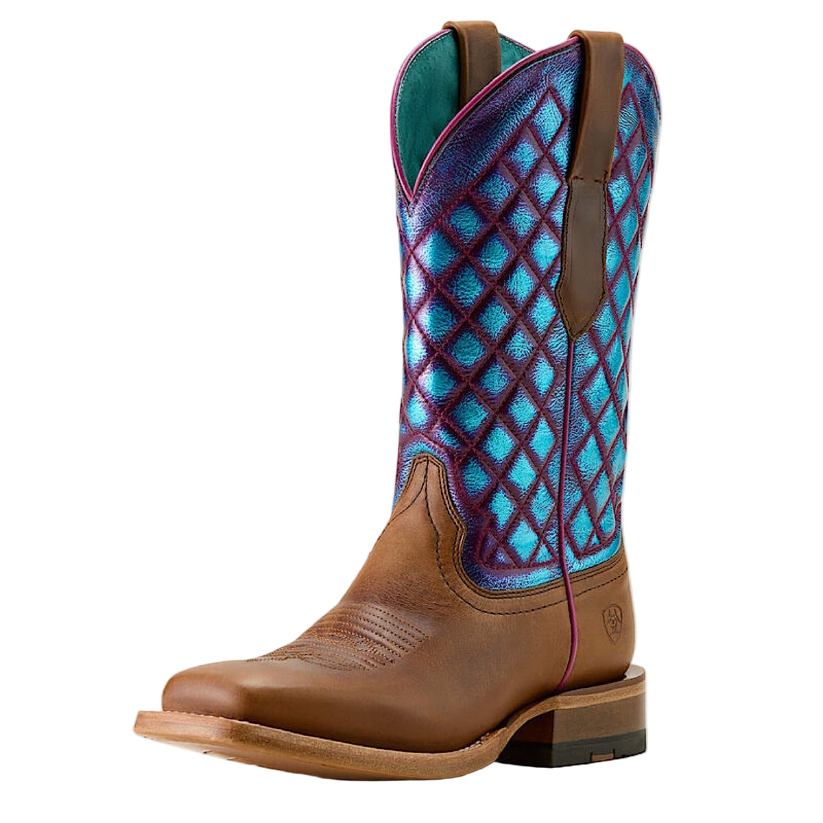 Ariat Womens Frontier Wittman Wide Square Toe Western Boot - Shades of Grain / Iridescent Lagoon