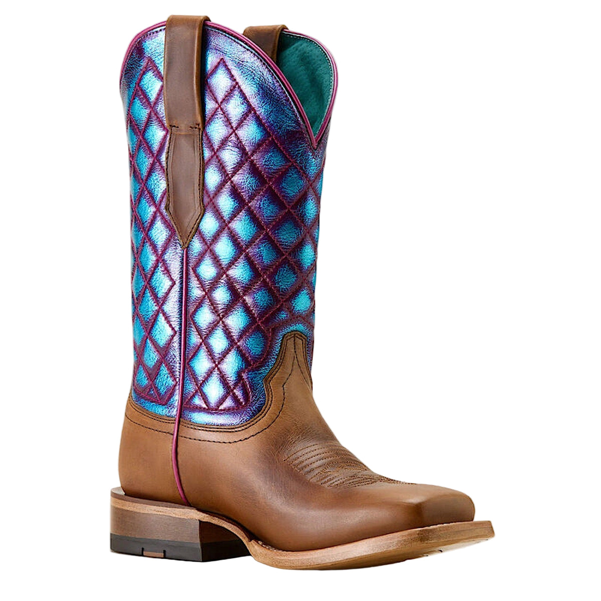 Ariat Womens Frontier Wittman Wide Square Toe Western Boot - Shades of Grain / Iridescent Lagoon
