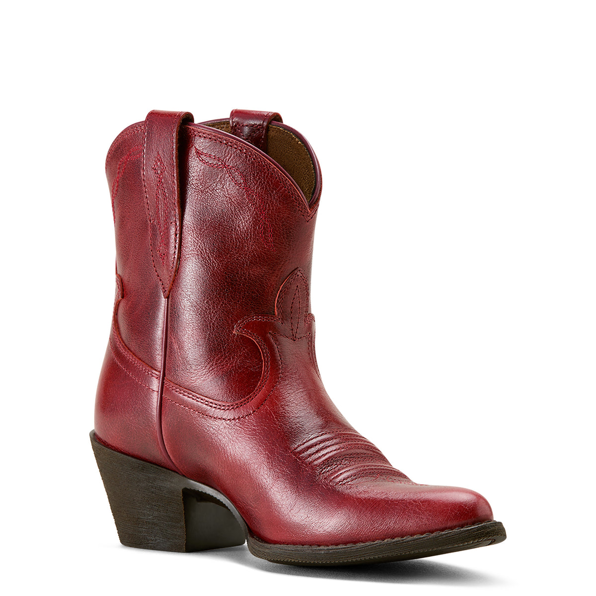 10063937-Ariat Womens Maggie J Toe Heeled Western Shortie Boot - Barn Red