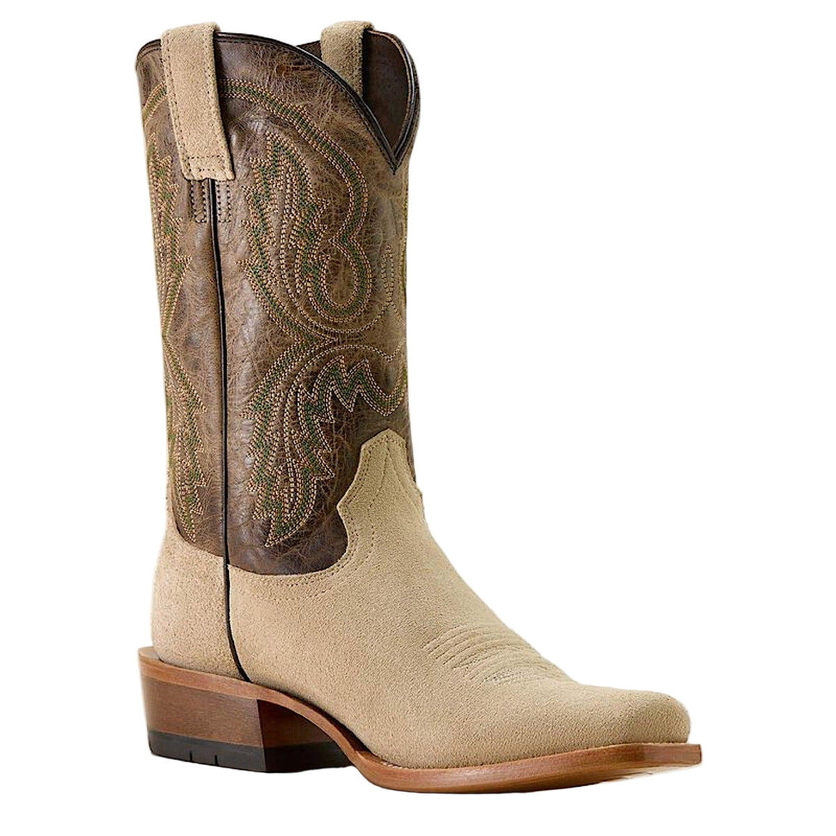 Ariat Mens Futurity Cashout Narrow Cutter Toe Cowboy Boot - Bone Roughout / Bitter Chocolate