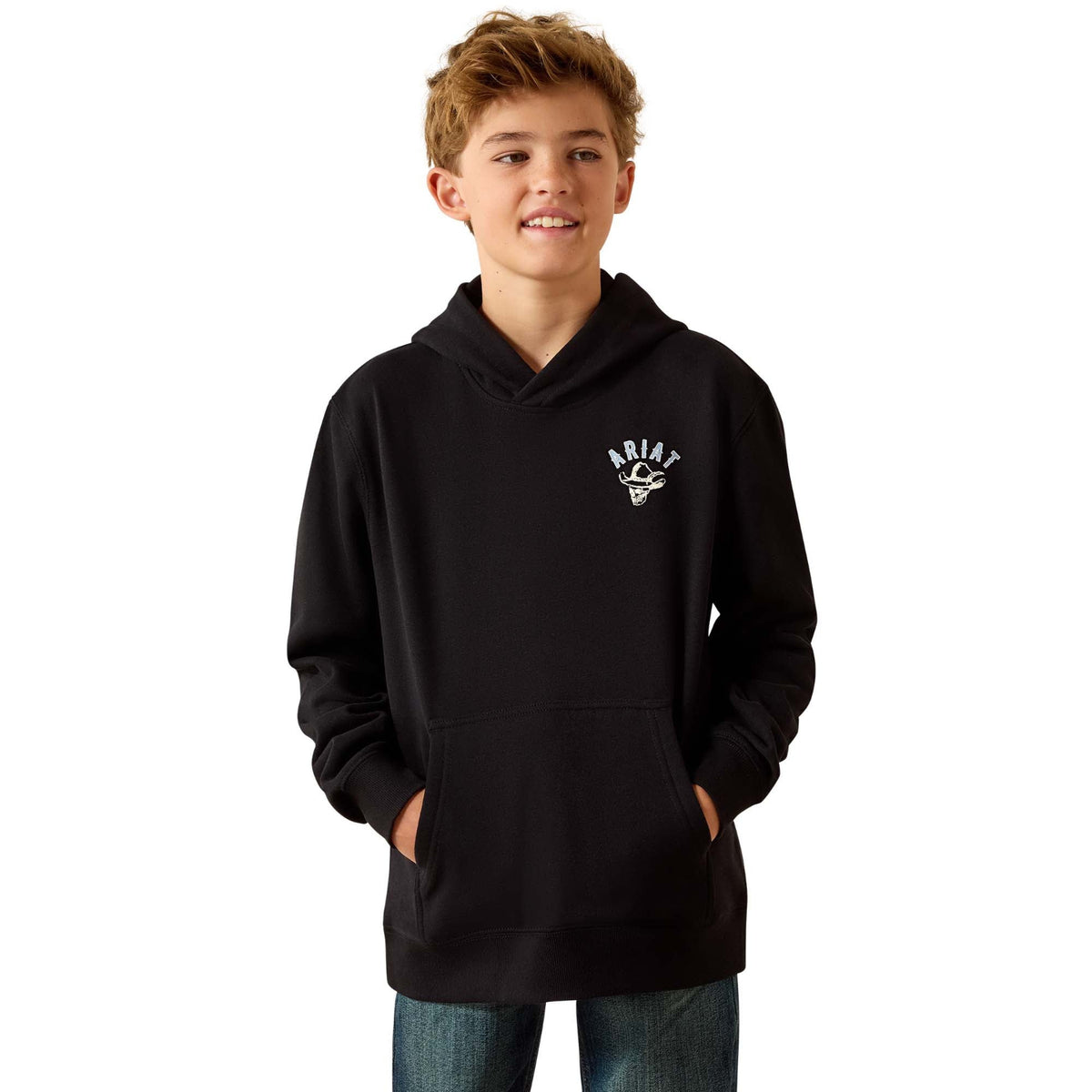 Ariat Kid's Stitched Skull Hoodie - Black