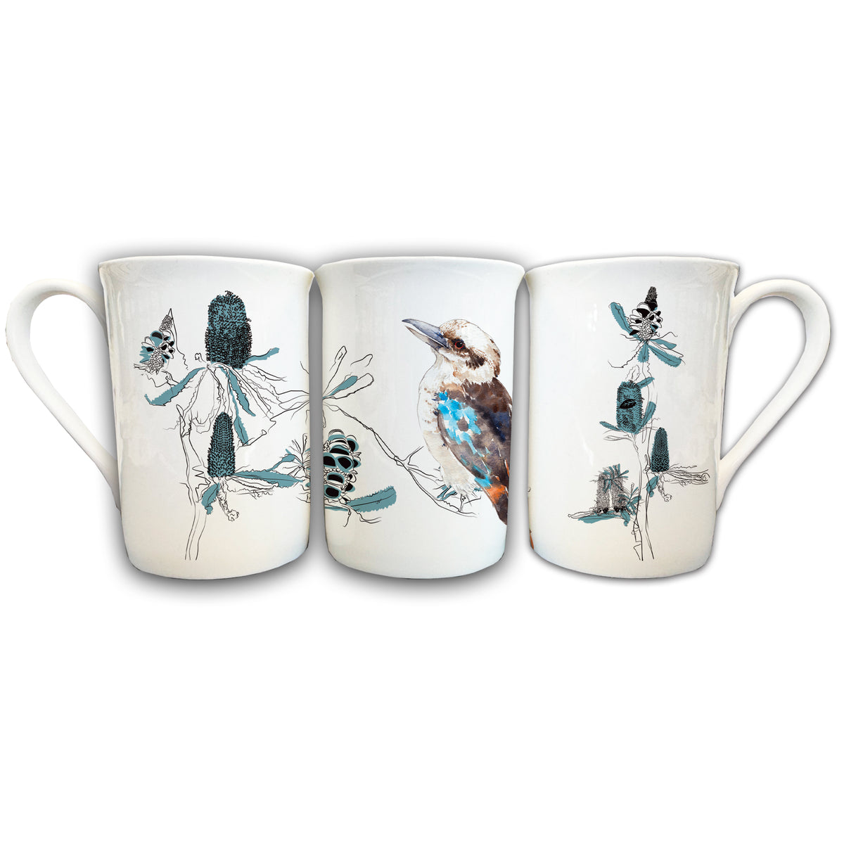 The Linen Press Fine Bone China Mug - Kookaburra & Banksia