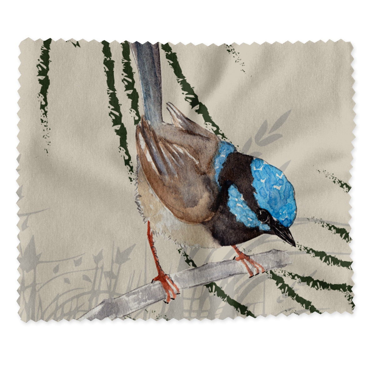 The Linen Press Lens Cleaning Cloth- Grasslands Blue Wren Single