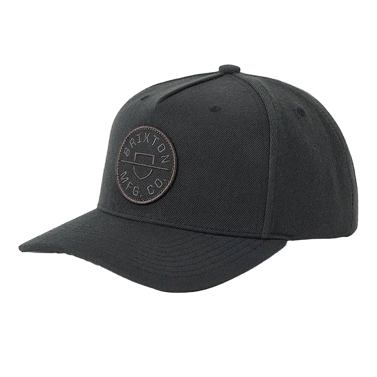 Brixton Crest Net Plus Mid Profile Snapback Cap - Black/Black