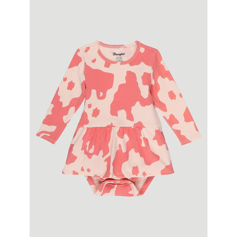 Wrangler Baby Girls Skirted Pink Cow Bodysuit Pink