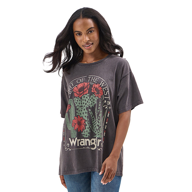 Wrangler Women's Cactus Flowers Graphic Tee - Chcoloate