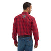 Wrangler Men's PBR Logo Plaid Western Snap Shirt - Cherry Red