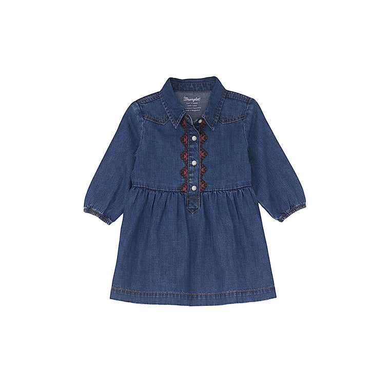 Wrangler Baby / Toddler Girl's Denim Western Snap Embroidered Dress