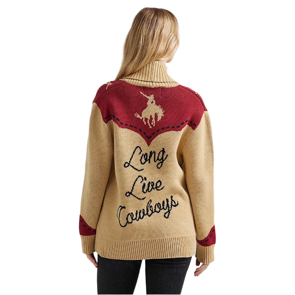 Wrangler Women's Long Live Shawl Collar Cardigan Sweater - Tan