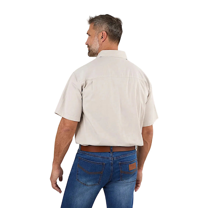 Ringers Western Men’s Pack Saddle Short Sleeve Half Button Work Shirt - Beige