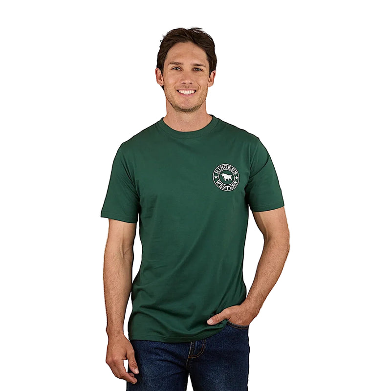 Ringers Western Men’s Signature Bull Classic Fit T-Shirt - Pine Green with White Print