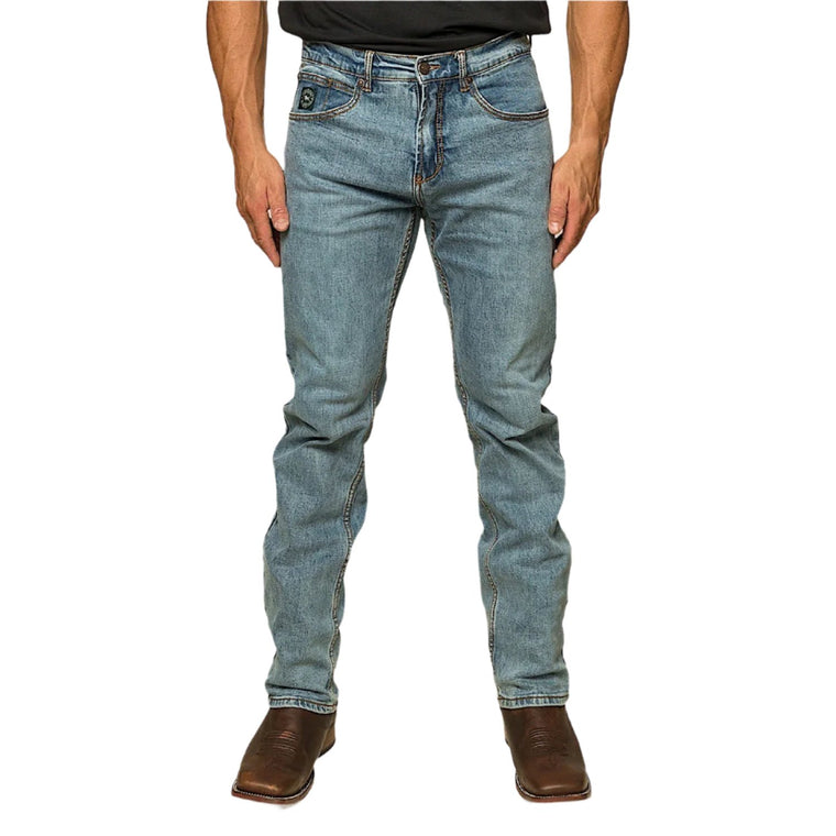 Ringers Western Men's Muster Slim Straight Fit Jean - Light Wash Blue