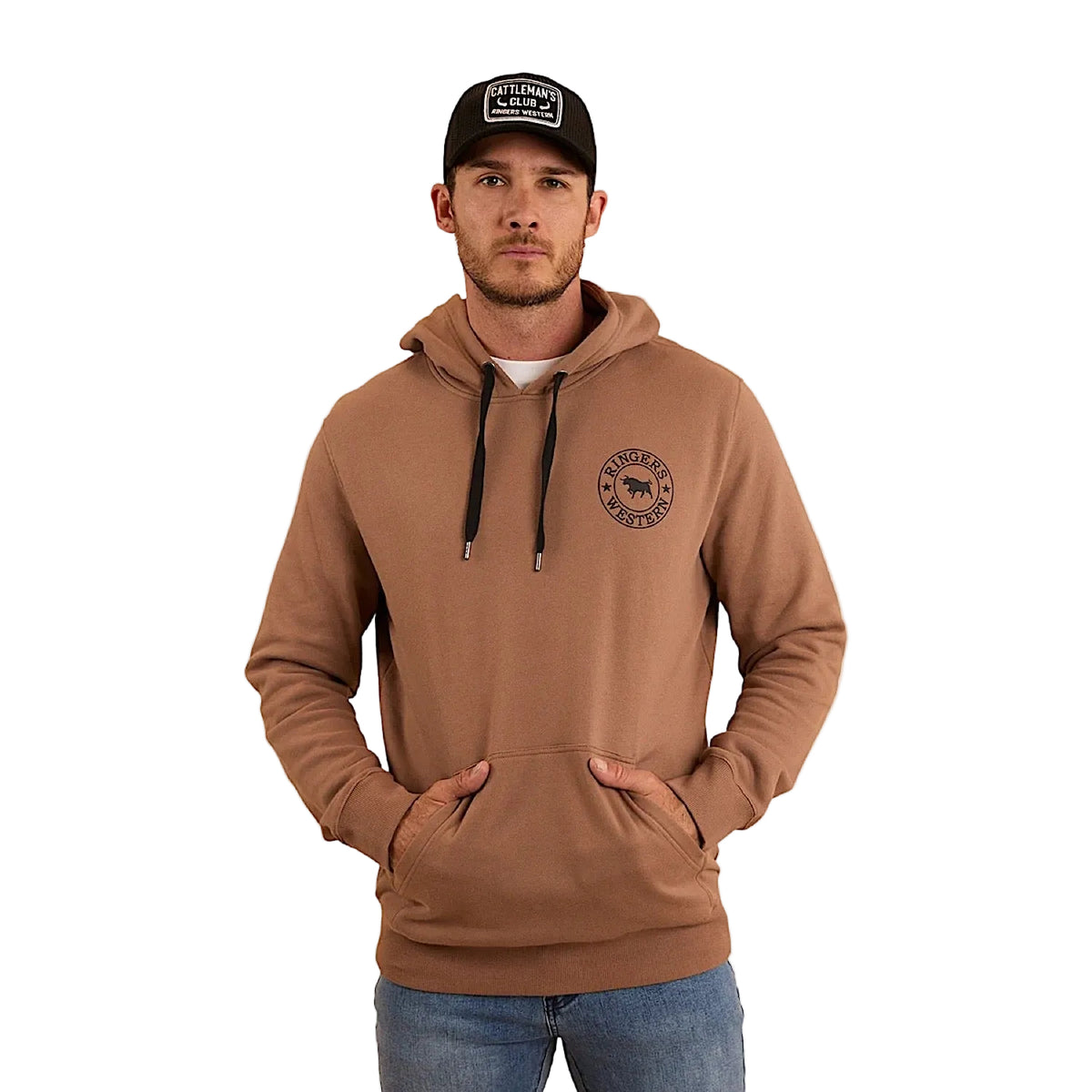 Ringers Western Men’s Signature Bull Pullover Hoodie - Almond/Black