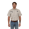 Ringers Western Hawkeye Men's Full Button Work Shirt Short Sleeve - Beige / Navy