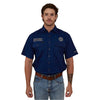 Ringers Western Hawkeye Men's Full Button Work Shirt Short Sleeve - Navy / White