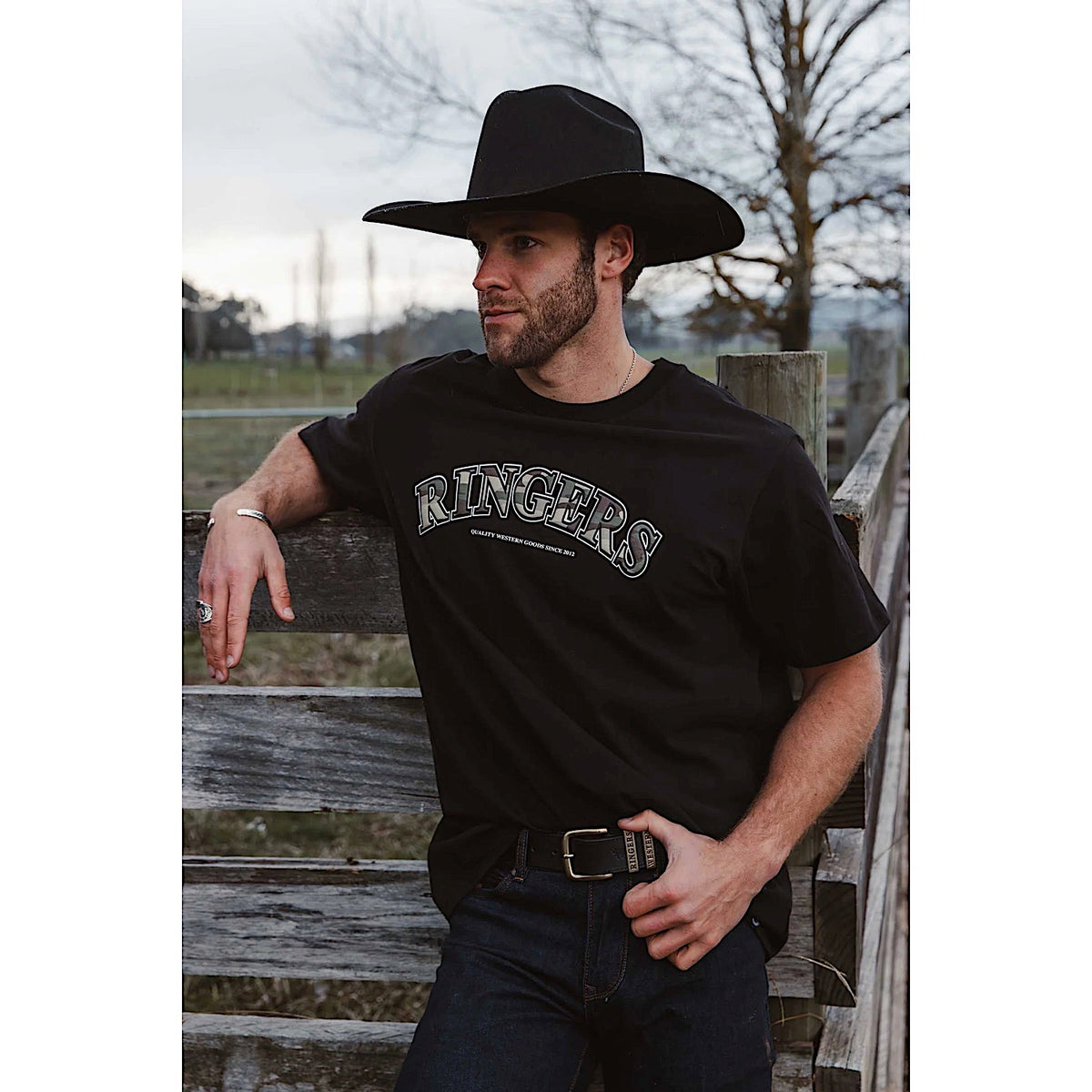 Ringers Western Princeton Men's Loose Fit T-Shirt - Washed Black/Camo