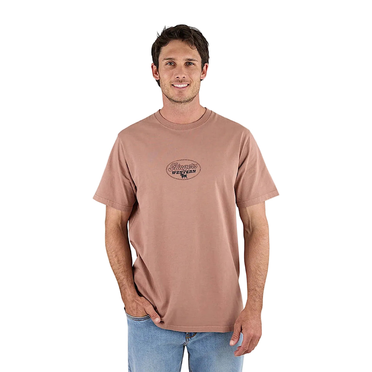 Ringers Western Mens Hauled Stock Fit T-Shirt - Almond