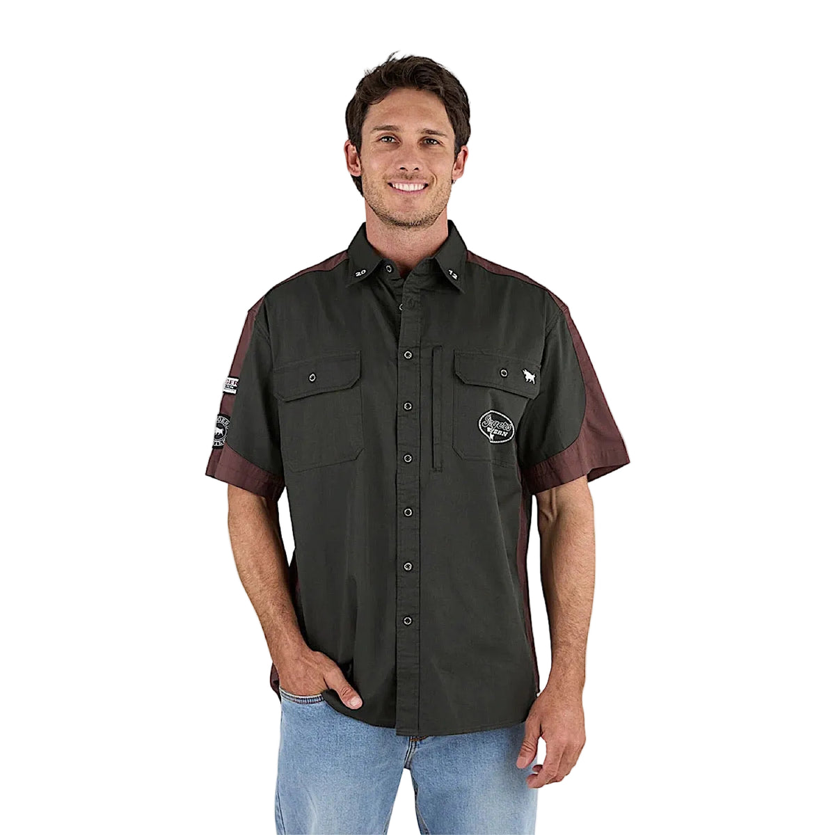 Ringers Western Men’s Back Roads Short Sleeve Work Shirt - Charcoal