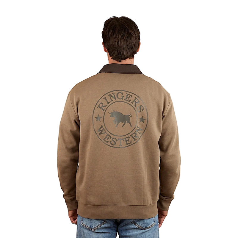 Ringers Western Men’s Lachlan 1/4 Zip Crew - Mushroom