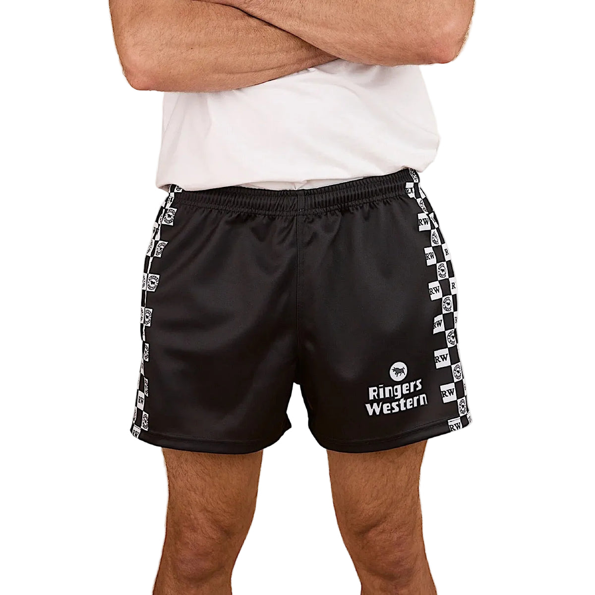 Ringers Western Unisex RW Check Footy Short - Black