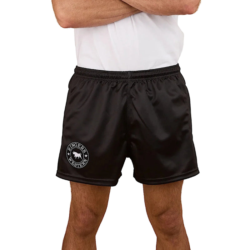 Ringers Western Big Ringers Footy Short - Black with White Print