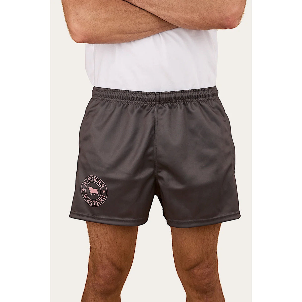Ringers Western Big Ringers Footy Short - Charcoal/Pink
