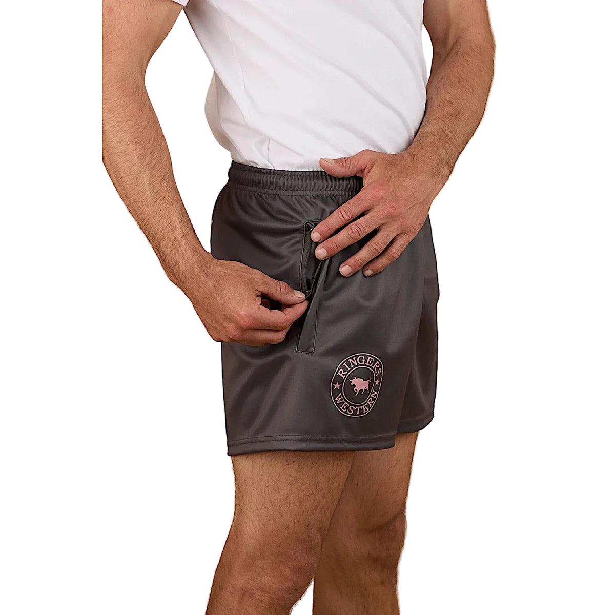 Ringers Western Big Ringers Footy Short - Charcoal/Pink