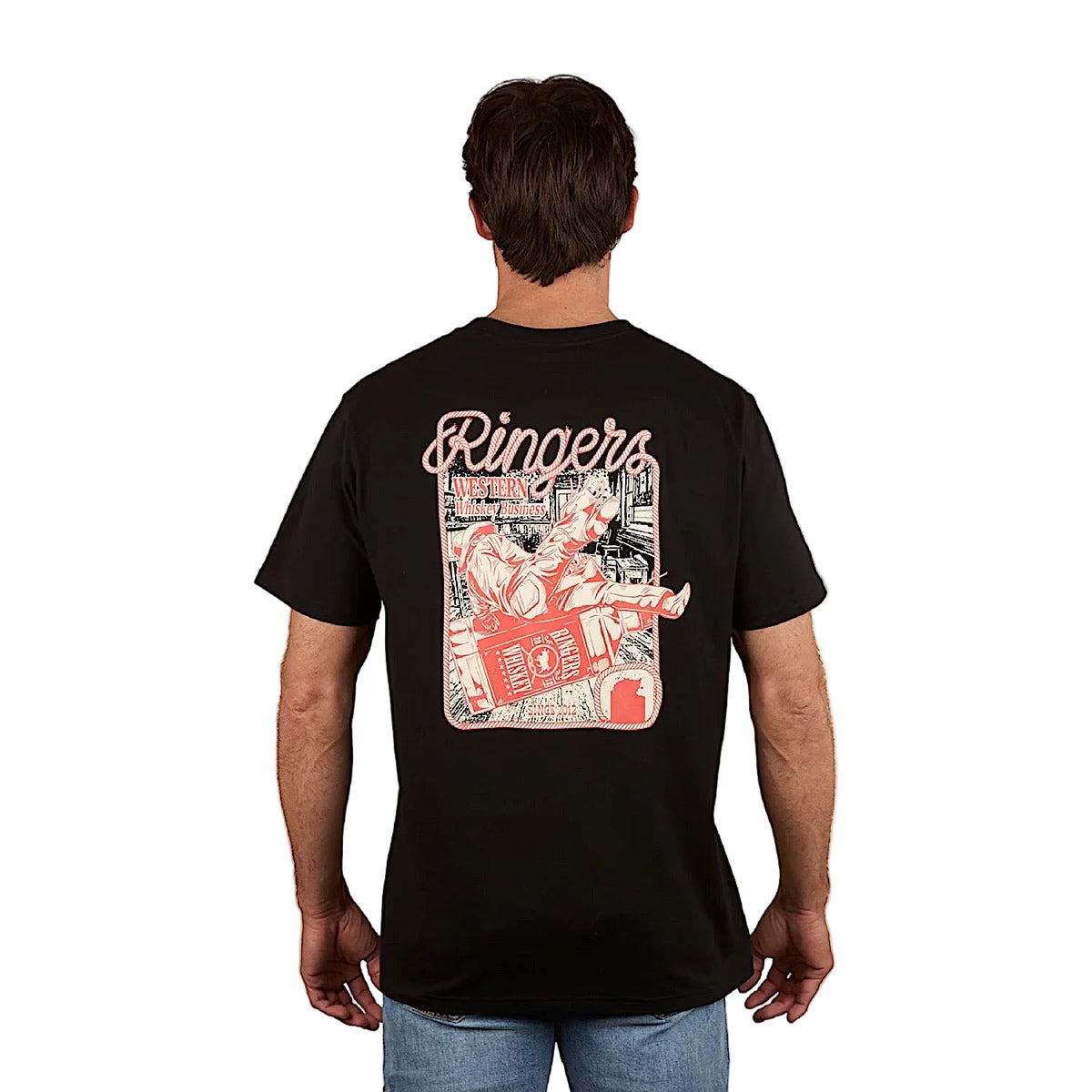 Ringers Western Men’s Whiskey Business Loose Fit T-Shirt - Black