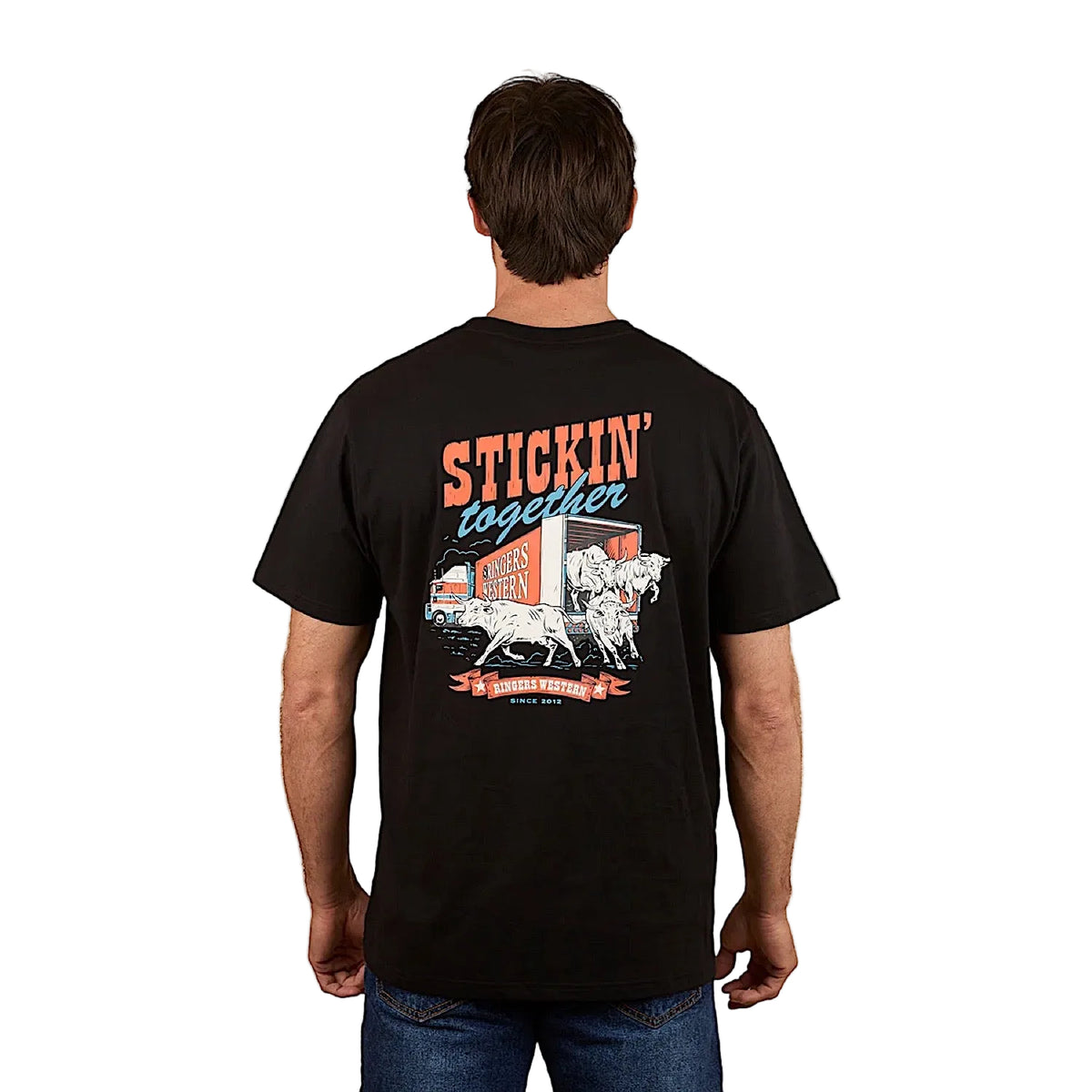 Ringers Western Men's Stickin Together Loose Fit T-Shirt - Black