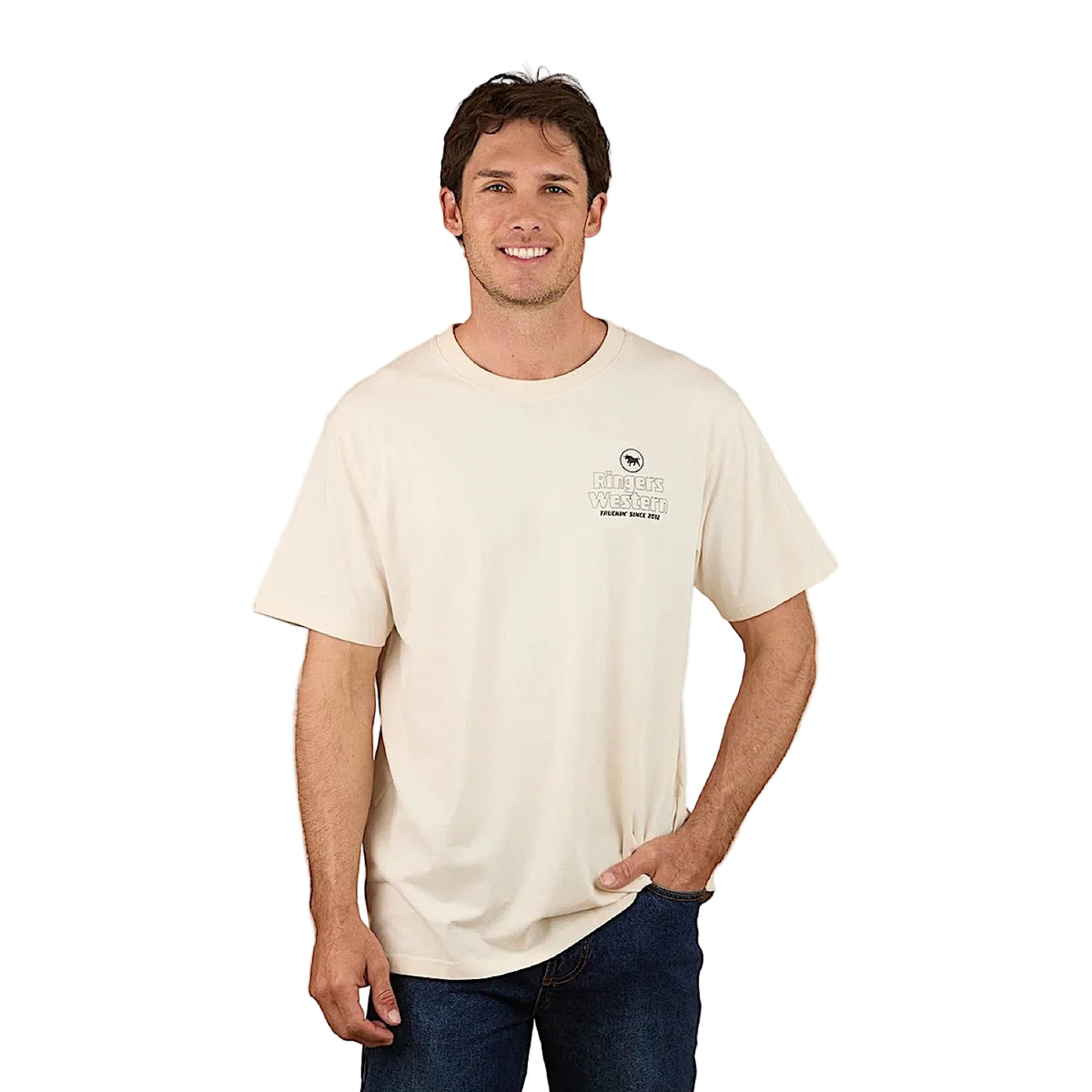 Ringers Western Mens Get Your Truck On Loose Fit T-Shirt - Off White