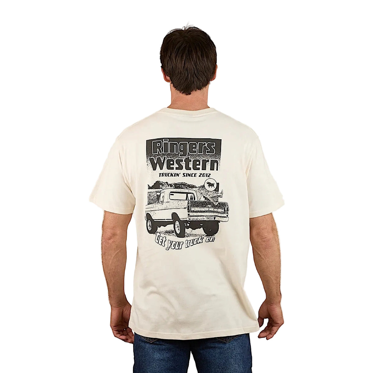 Ringers Western Mens Get Your Truck On Loose Fit T-Shirt - Off White