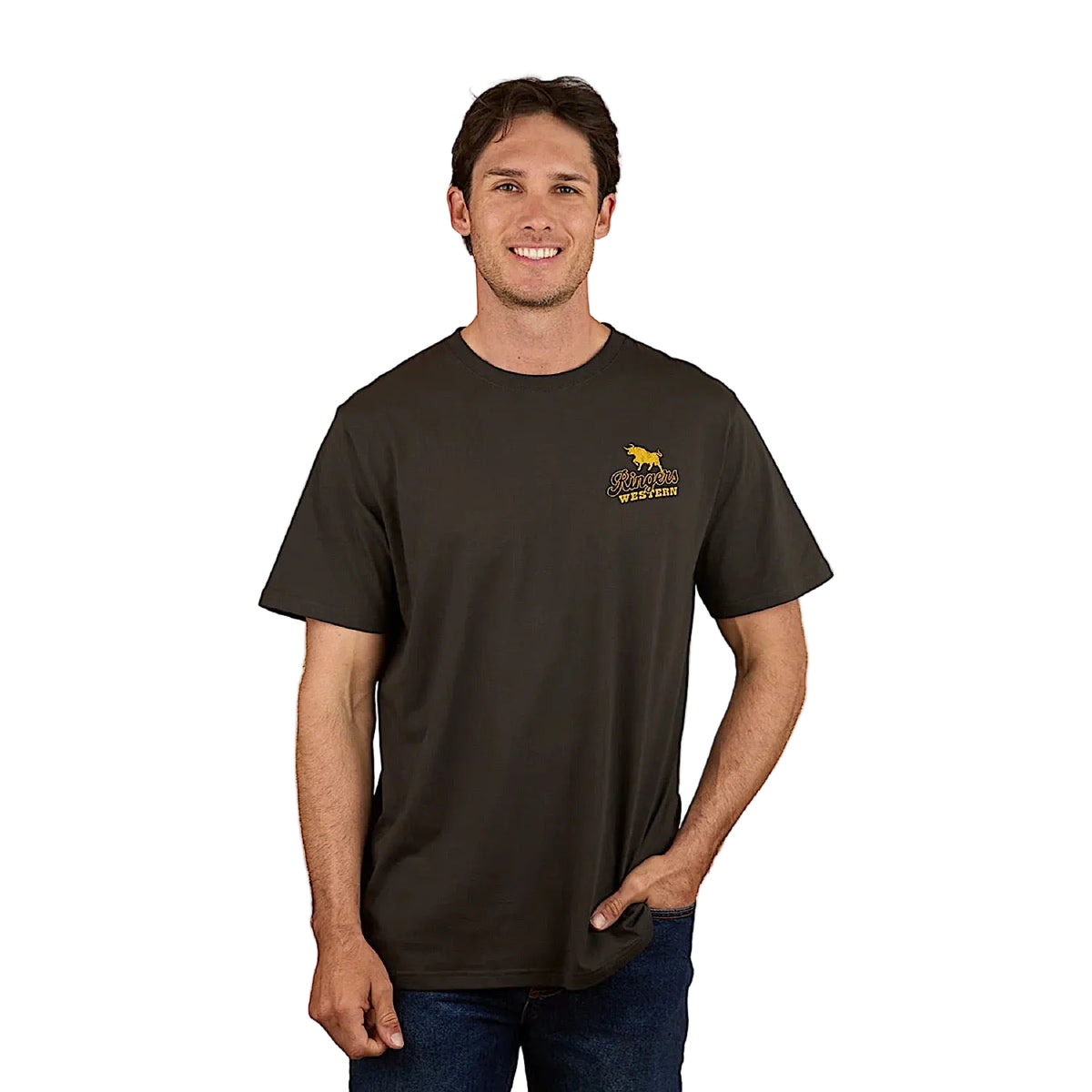 Ringers Western Men’s Wedge-Tail Rampage Loose Fit T-Shirt - Charcoal