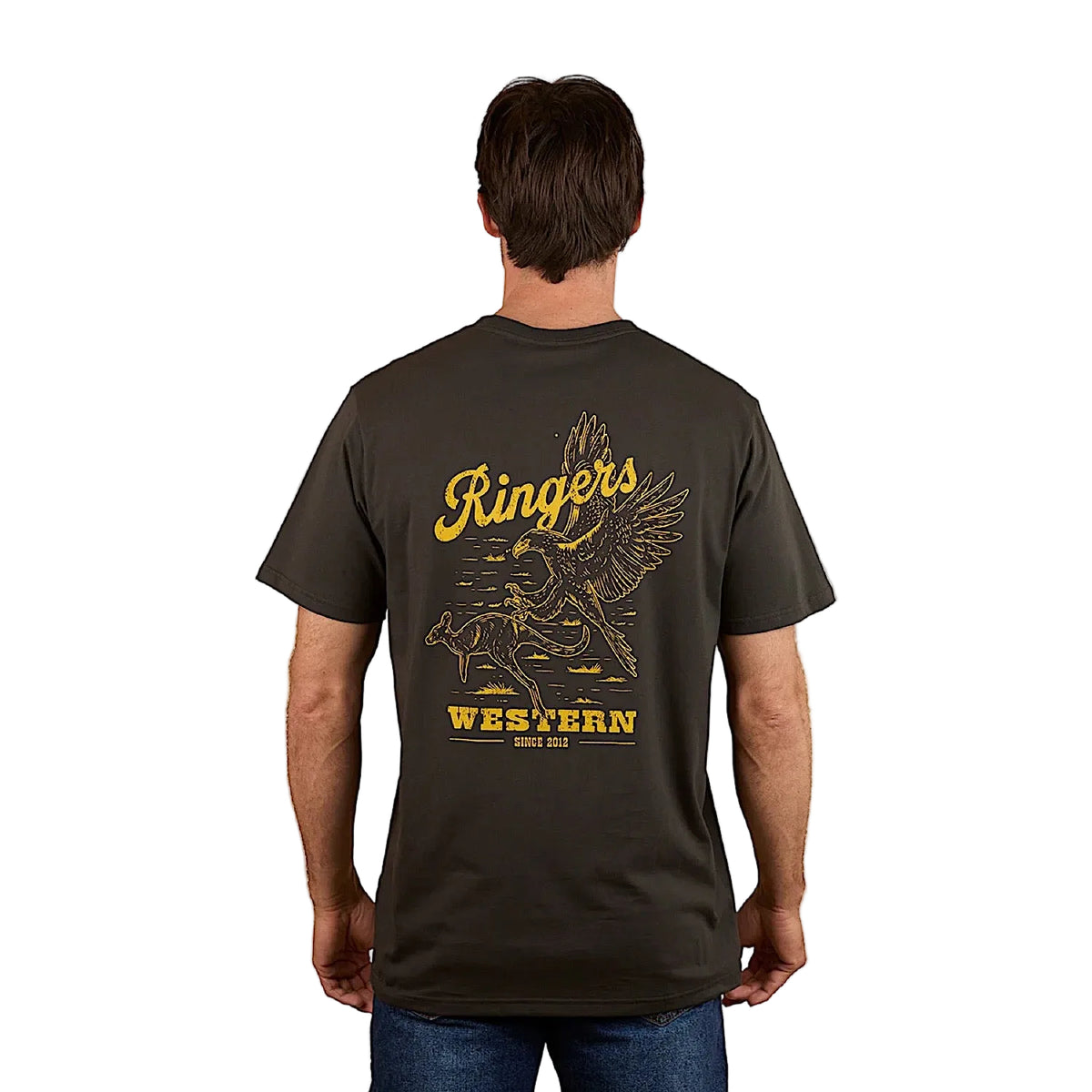 Ringers Western Men’s Wedge-Tail Rampage Loose Fit T-Shirt - Charcoal