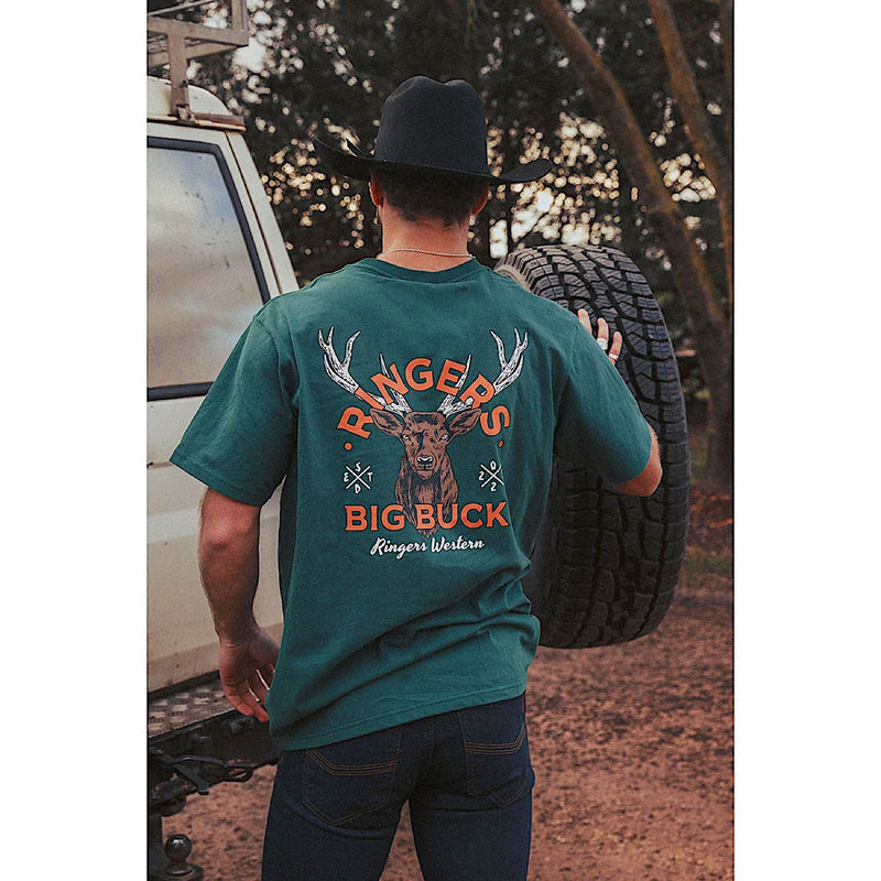 Ringers Western Mens Ringers Buck Loose Fit T-Shirt - Pine