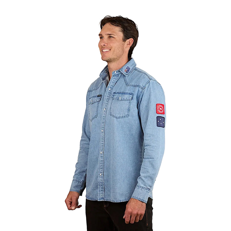 Ringers Western Men’s Young And Free Western Shirt - Light Wash Blue