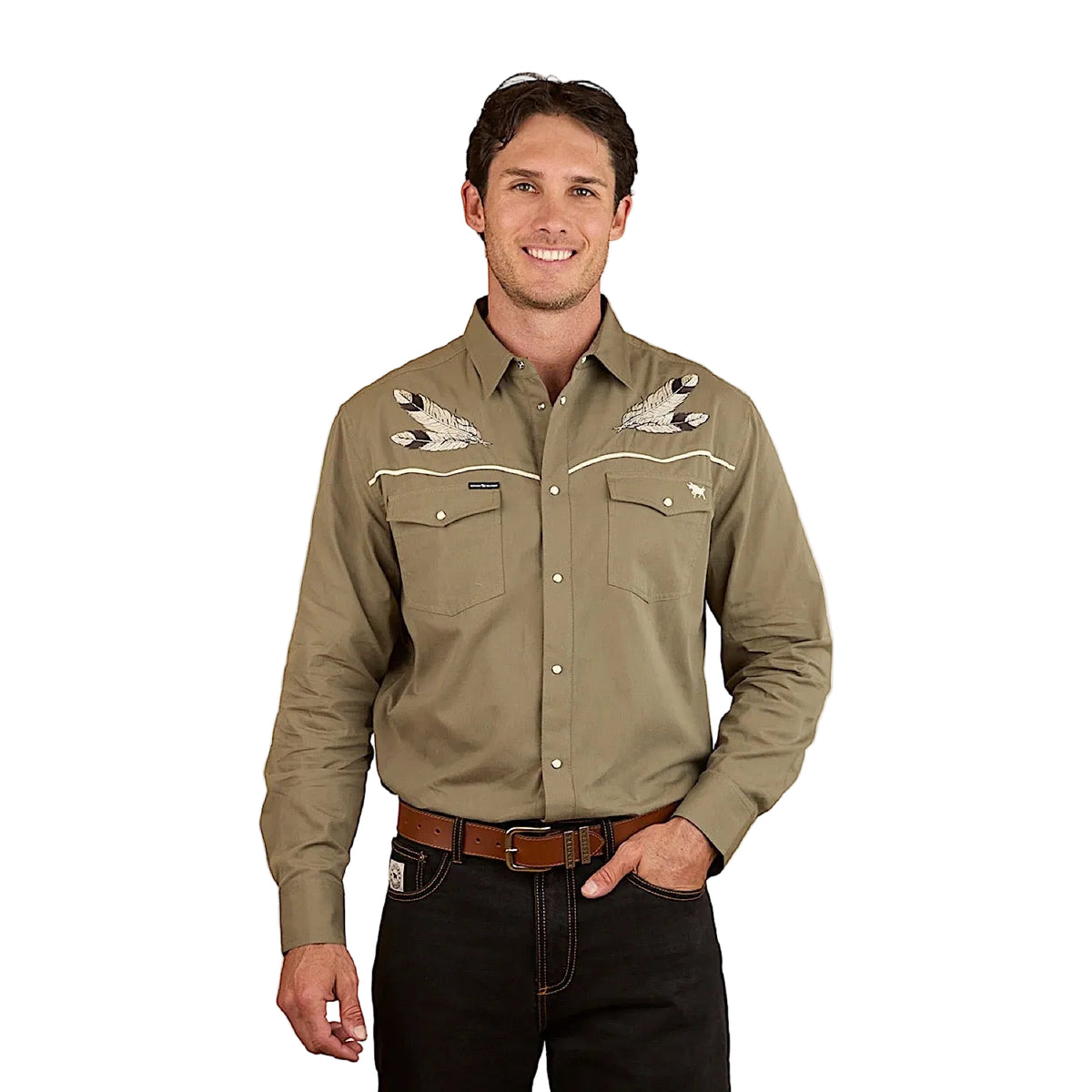Ringers Western Men’s Hank Western Shirt - Charcoal/Military Green
