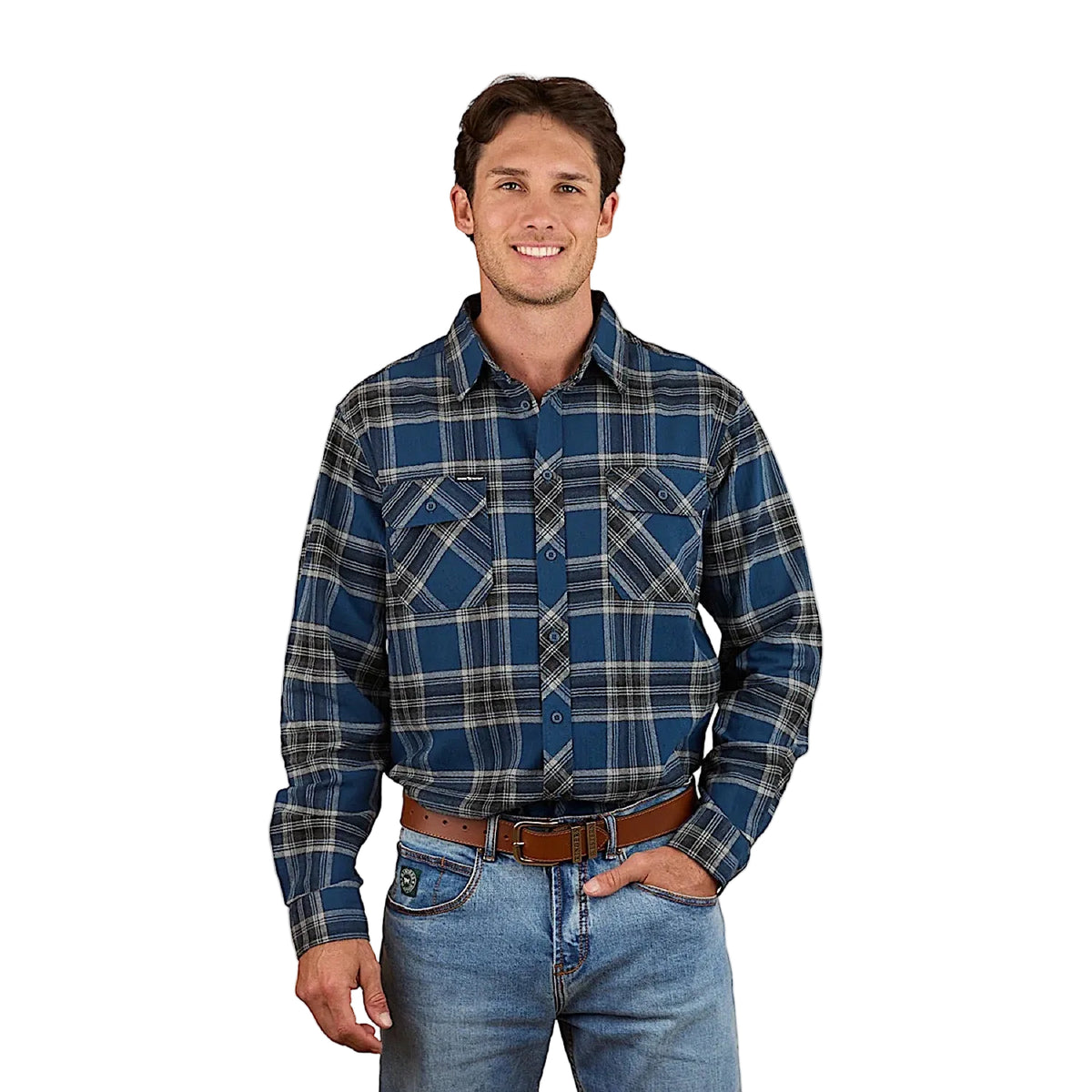 Ringers Western Men’s Nambour Full Button Flannel - Petrol Blue