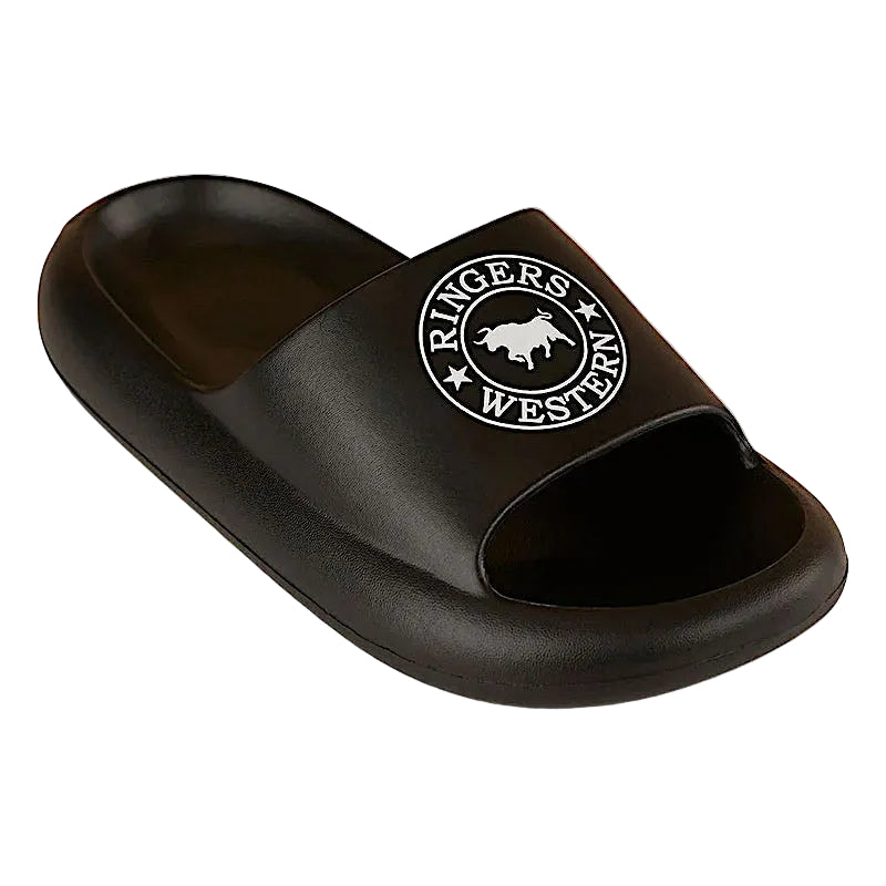 Ringers Western Unisex Freshy Sliders - Black with White Print