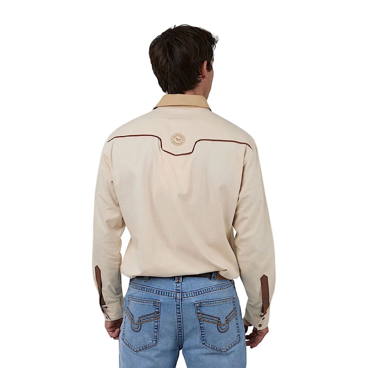 Ringers Western Men's Calvin Western Shirt - Beige/Dark Sand