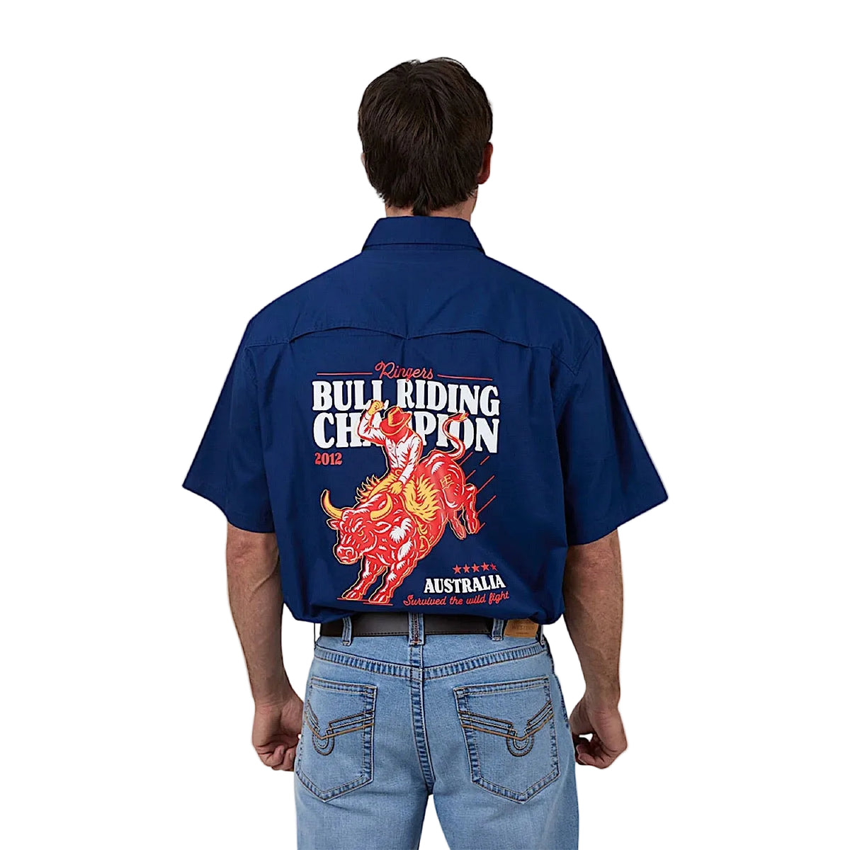 Ringers Western Men's The Champion Full Button Short Sleeve Workshirt - Navy