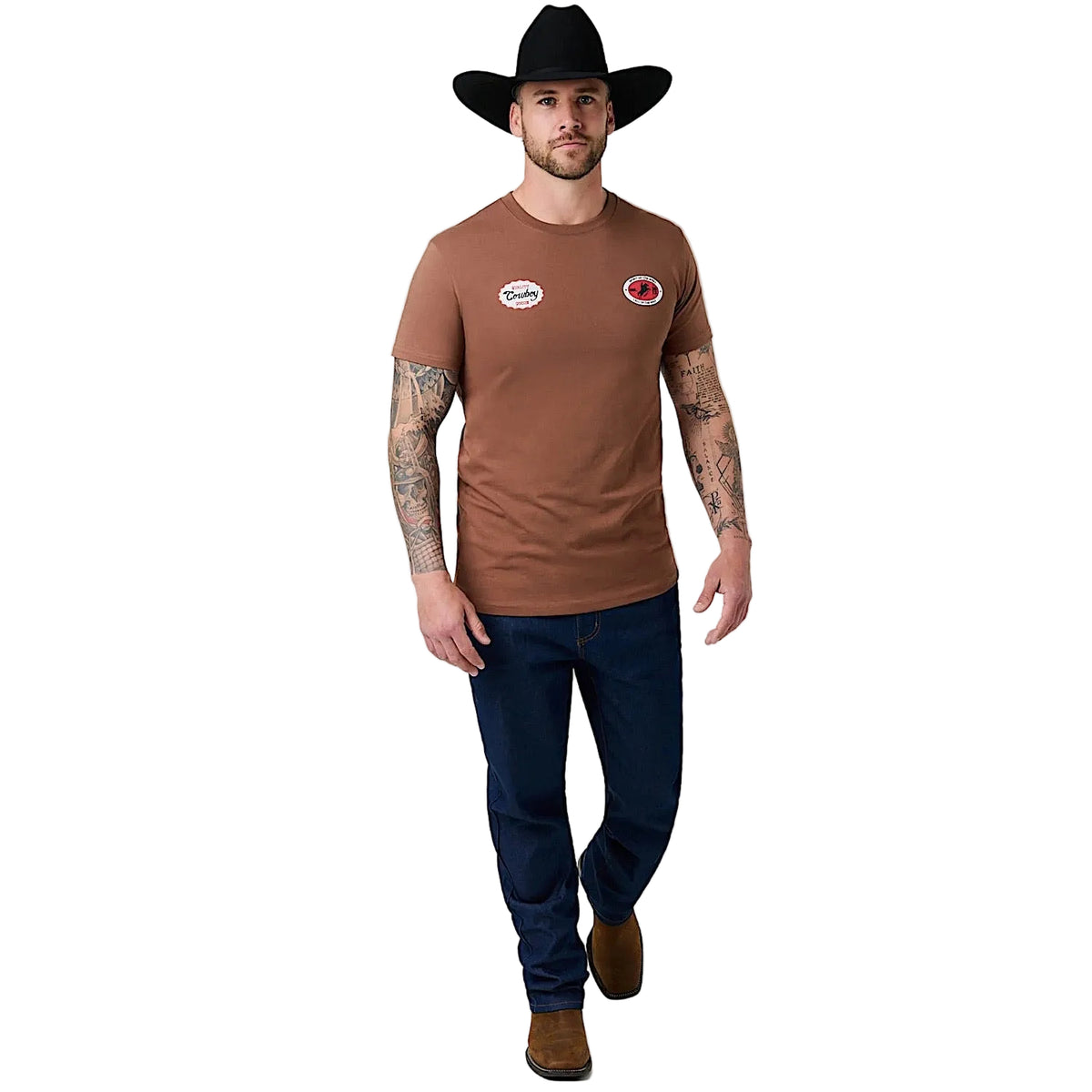 Ringers Western Men's Grayson Stock Fit T-Shirt - Washed Saddle Brown