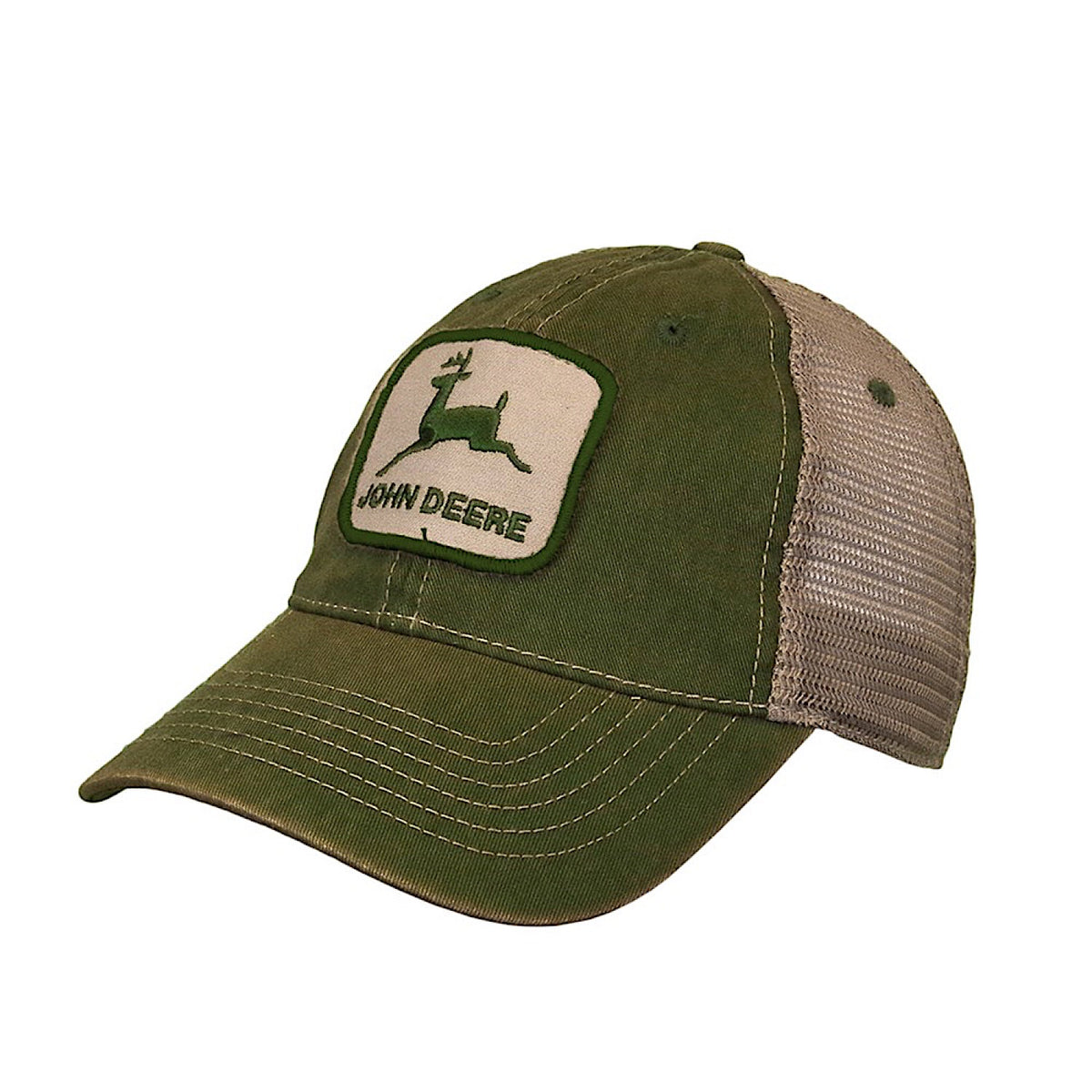 John Deere Stone Washed Cap - Green/Ivory