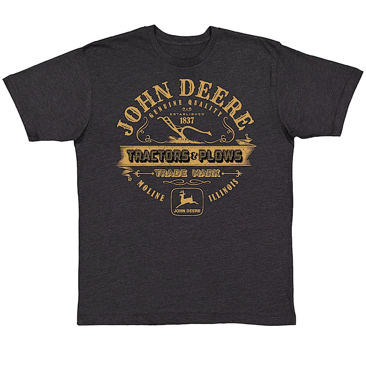 John Deere Tractors & Plows Graphic T Shirt - Black Heather