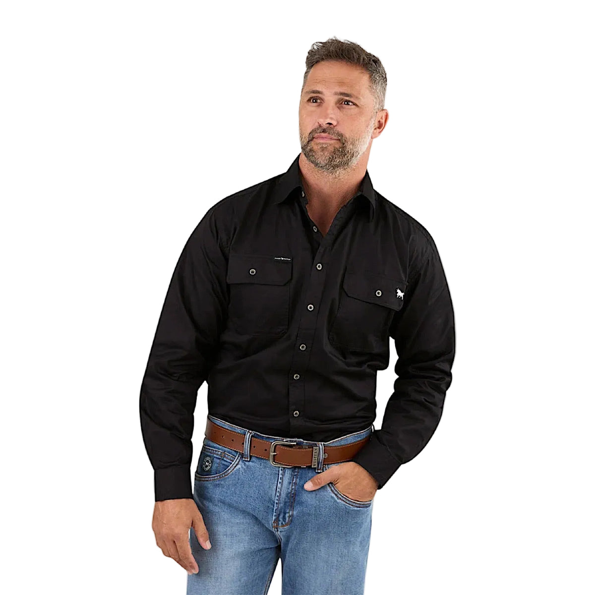 Ringers Western Men’s King River Full Button Work Shirt - Black