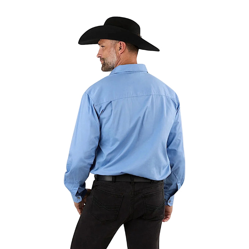 Ringers Western Men’s King River Full Button Work Shirt - Denim Blue