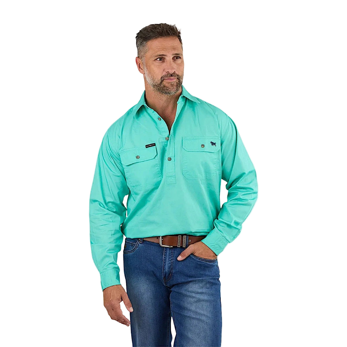 Ringers Western Men’s King River Half Button Work Shirt - Mint